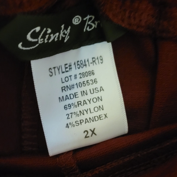 Shein Trouser 2X Burgundy Wide Leg Pants Gold Button Accent Back Waist Elastic - Picture 3 of 4